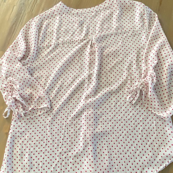 New York & Co, White w /red polka dot blouse, L - Picture 6 of 12
